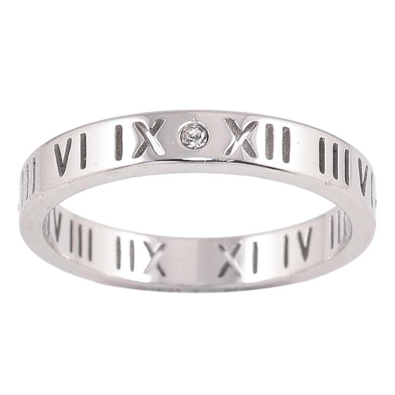 Каблучка Xuping TTM Stainless Steel Колір Родій «Римські цифри, шир. 3мм» фото №9 Каблучка Xuping TTM Stainless Steel Колір Родій «Римські цифри, шир. 3мм» фото №9