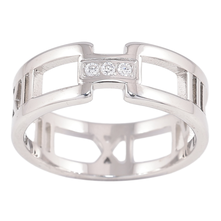 Кольцо Xuping TTM Stainless Steel Цвет Родий Римские цифры с цирконием фото №20