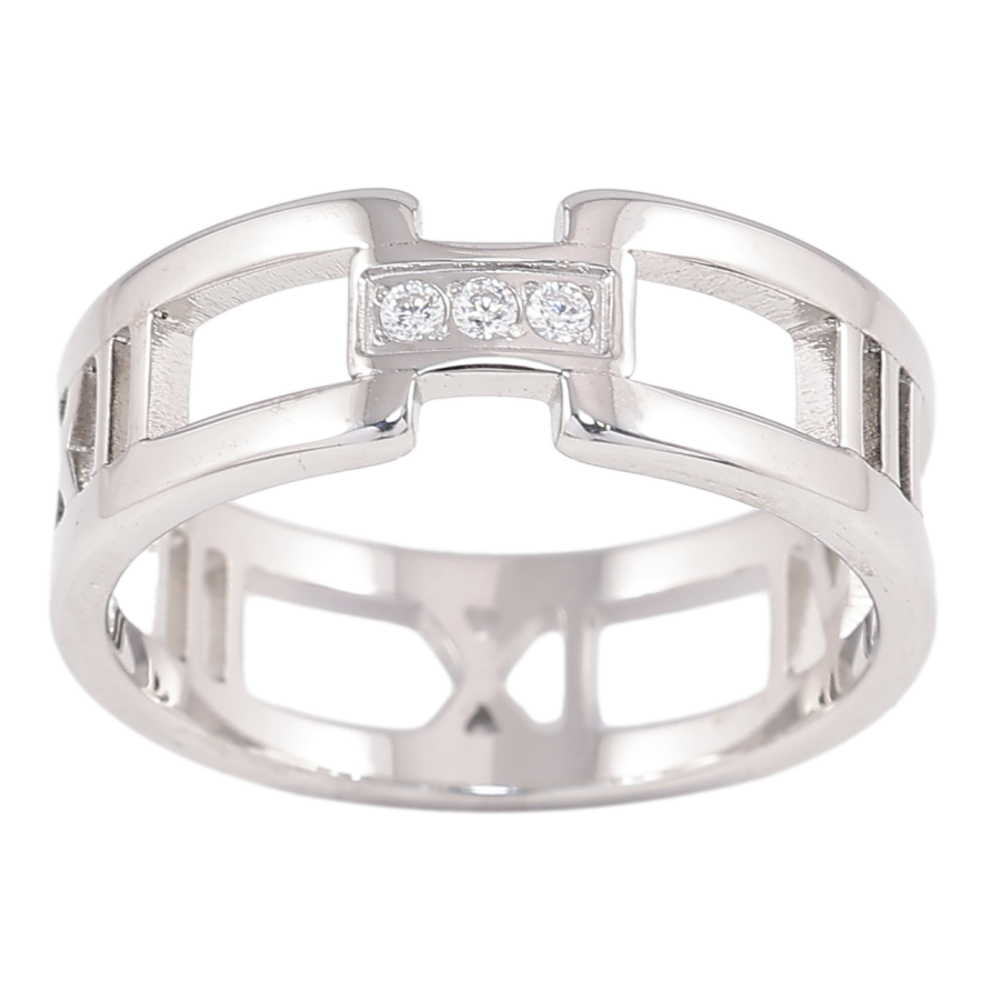 Кольцо Xuping TTM Stainless Steel Цвет Родий Римские цифры с цирконием фото №1 Кольцо Xuping TTM Stainless Steel Цвет Родий Римские цифры с цирконием фото №1
