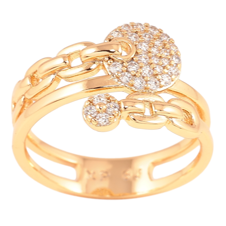 Каблучка Xuping Позолота 18K «Ланцюжок з інкрустацією цирконієм» фото №7