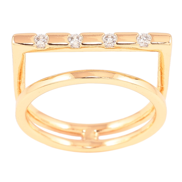 Кольцо Xuping Позолота 18K Двойная шинка с вставками циркония фото №19 Кольцо Xuping Позолота 18K Двойная шинка с вставками циркония фото №19