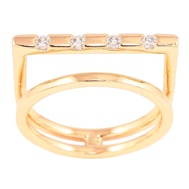 Каблучка Xuping Позолота 18K «Подвійна шинка з вставками цирконію» фото №8 Каблучка Xuping Позолота 18K «Подвійна шинка з вставками цирконію» фото №8