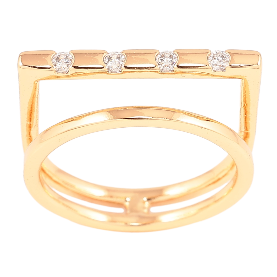 Кольцо Xuping Позолота 18K Двойная шинка с вставками циркония фото №1 Кольцо Xuping Позолота 18K Двойная шинка с вставками циркония фото №1