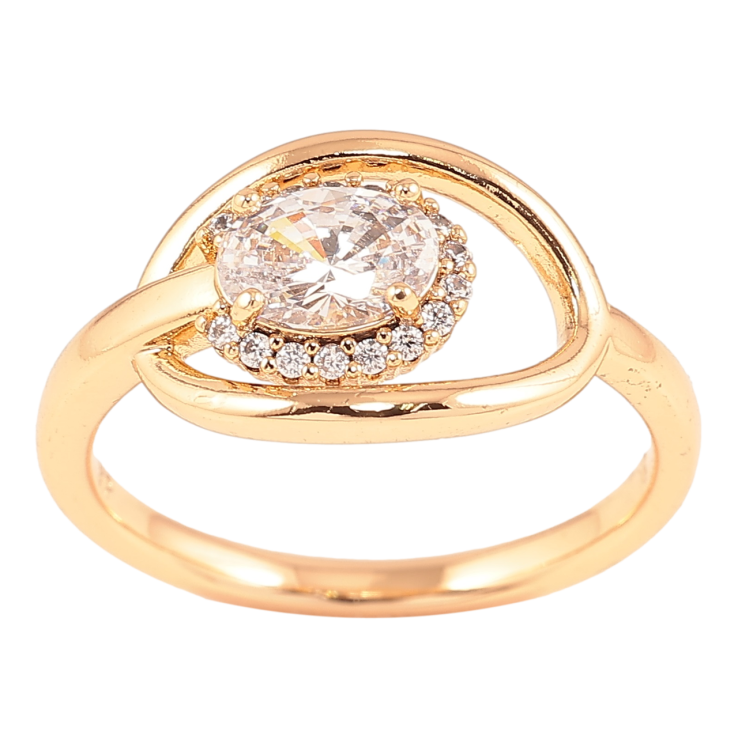 Каблучка Xuping Позолота 18K «Овал з кришталевою вставкою» фото №3 Каблучка Xuping Позолота 18K «Овал з кришталевою вставкою» фото №3