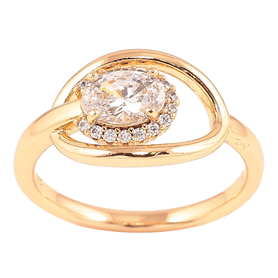 Каблучка Xuping Позолота 18K «Овал з кришталевою вставкою» фото №1 Каблучка Xuping Позолота 18K «Овал з кришталевою вставкою» фото №1
