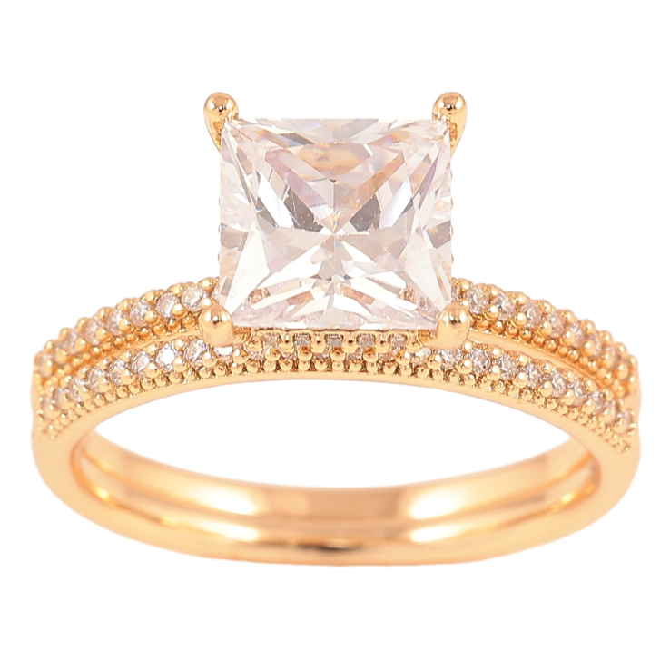 Кольцо Xuping Позолота 18K Двойное с инкрустацией цирконием и фианитом фото №9 Кольцо Xuping Позолота 18K Двойное с инкрустацией цирконием и фианитом фото №9
