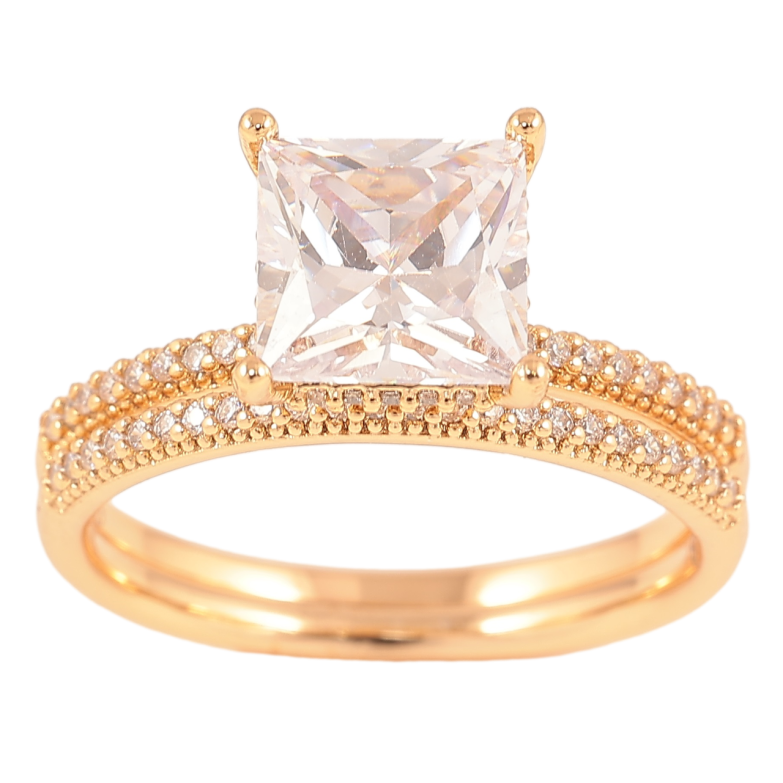 Каблучка Xuping Позолота 18K «Подвійне з інкрустацією цирконієм і фіанітом» фото №6 Каблучка Xuping Позолота 18K «Подвійне з інкрустацією цирконієм і фіанітом» фото №6