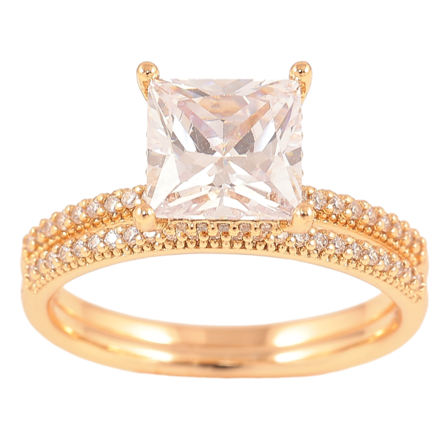 Кольцо Xuping Позолота 18K Двойное с инкрустацией цирконием и фианитом фото №1 Кольцо Xuping Позолота 18K Двойное с инкрустацией цирконием и фианитом фото №1