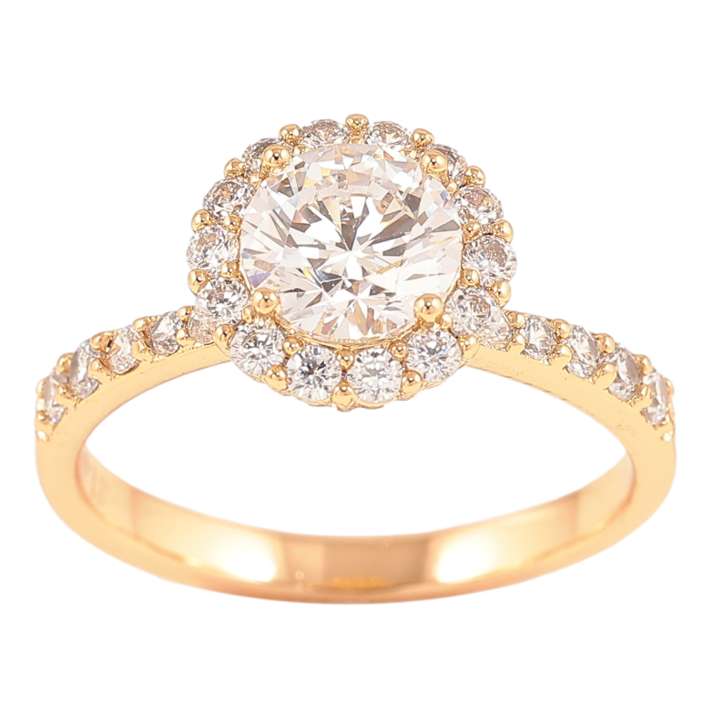Каблучка Xuping Позолота 18K «Фіаніт в обрамленні цирконію» фото №2 Каблучка Xuping Позолота 18K «Фіаніт в обрамленні цирконію» фото №2