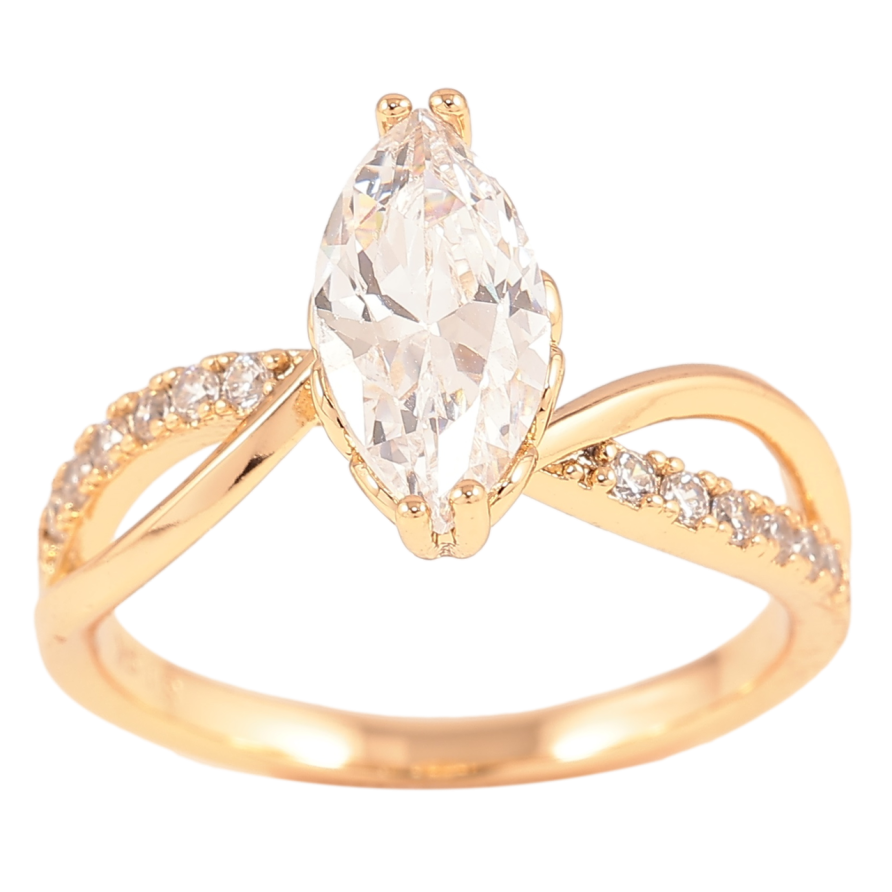 Кольцо Xuping Позолота 18K Кристалл Маркиз с дорожкой циркония фото №1 Кольцо Xuping Позолота 18K Кристалл Маркиз с дорожкой циркония фото №1