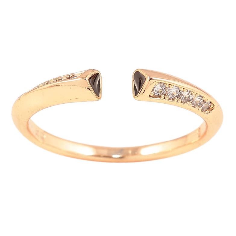 Каблучка Xuping Позолота 18K «Доріжки цирконію і чорна емаль» фото №1 Каблучка Xuping Позолота 18K «Доріжки цирконію і чорна емаль» фото №1