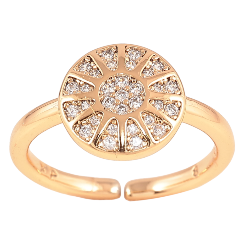 Каблучка Xuping Позолота 18K «Круглий купол з цирконієм» фото №4