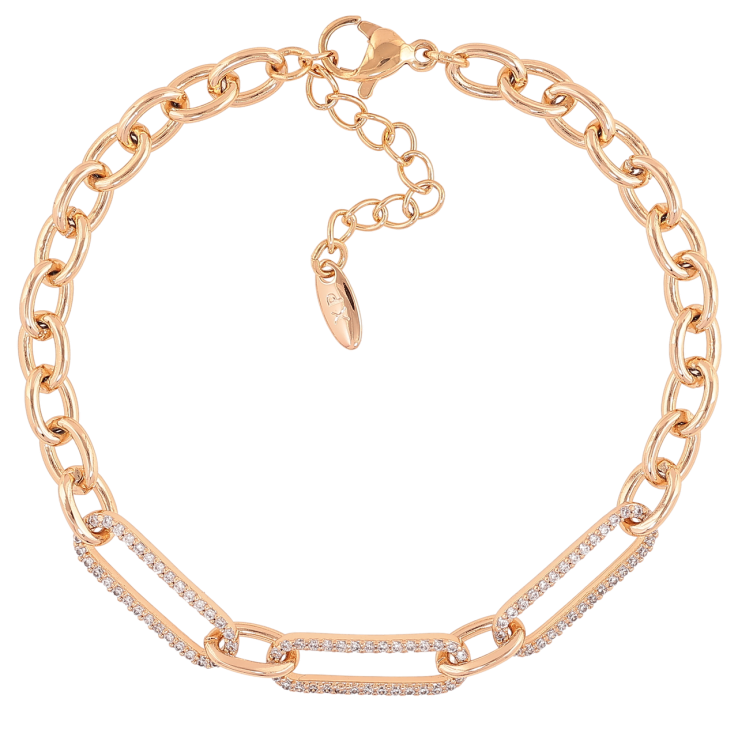 Браслет Xuping Позолота 18K Цепочка вставка звенья с цирконием длинна с доп.цепочкой 17-20см х 5мм фото №10