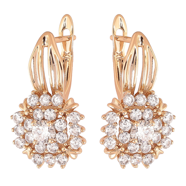 Серьги Xuping Позолота 18K английский замок Цветочки с инкрустацией цирконием фото №11