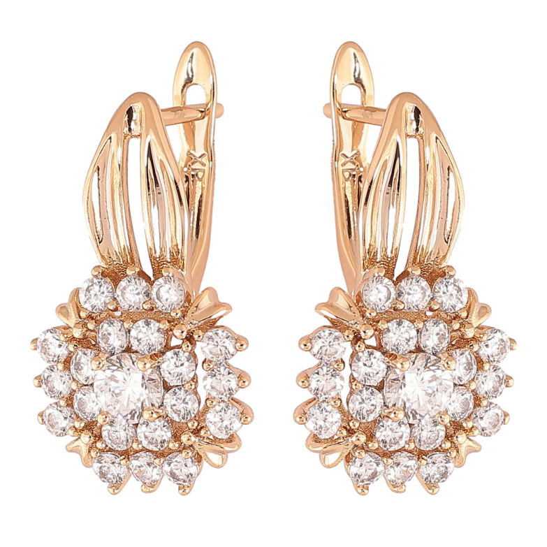 Серьги Xuping Позолота 18K английский замок Цветочки с инкрустацией цирконием фото №1 Серьги Xuping Позолота 18K английский замок Цветочки с инкрустацией цирконием фото №1
