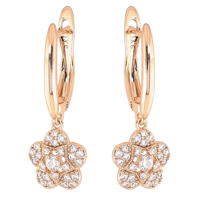 Серьги Xuping Позолота 18K английский замок Цветочки с цирконием фото №2 Серьги Xuping Позолота 18K английский замок Цветочки с цирконием фото №2