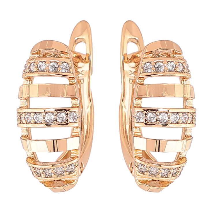 Серьги Xuping Позолота 18K английский замок Узор с дорожками циркония фото №19