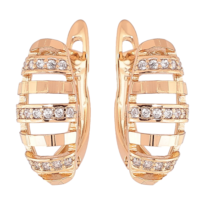 Сережки Xuping Позолота 18K англійський замок «Візерунок з доріжками цирконію» фото №16 Сережки Xuping Позолота 18K англійський замок «Візерунок з доріжками цирконію» фото №16