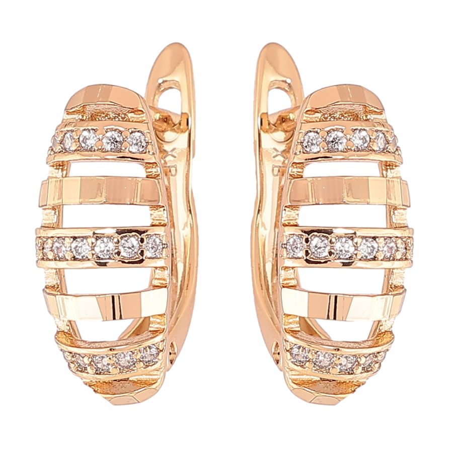 Серьги Xuping Позолота 18K английский замок Узор с дорожками циркония фото №1 Серьги Xuping Позолота 18K английский замок Узор с дорожками циркония фото №1