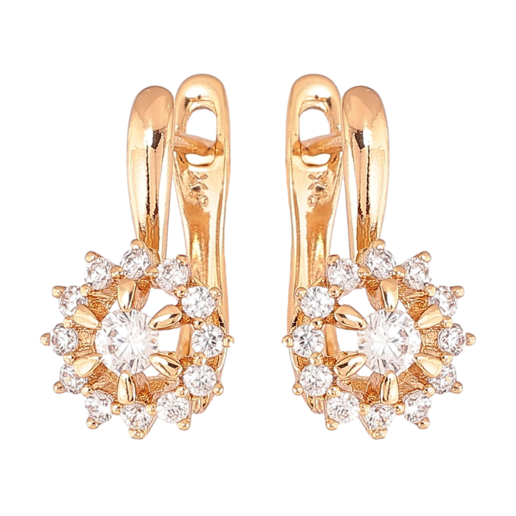 Серьги Xuping Позолота 18K английский замок Цветочки с цирконием фото №6