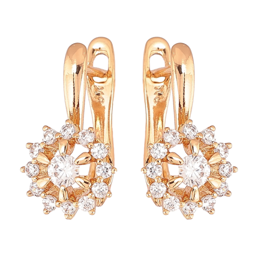 Серьги Xuping Позолота 18K английский замок Цветочки с цирконием фото №1 Серьги Xuping Позолота 18K английский замок Цветочки с цирконием фото №1