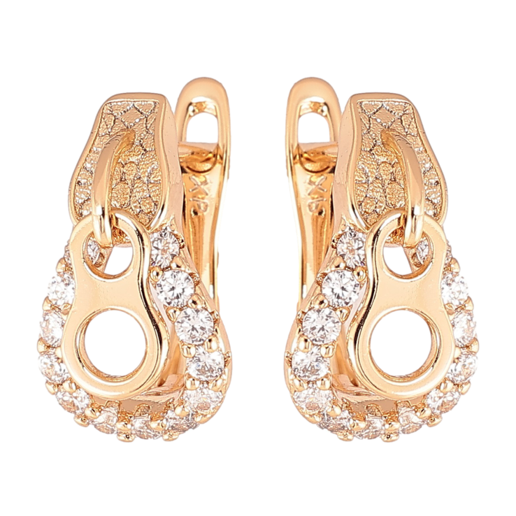 Серьги Xuping Позолота 18K английский замок Бегунки с цирконием фото №5