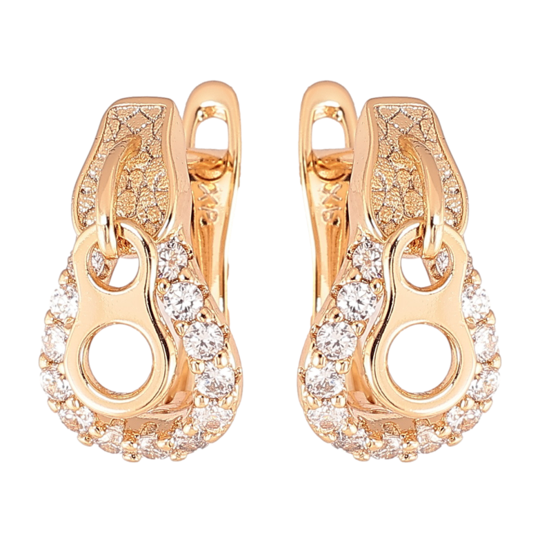 Серьги Xuping Позолота 18K английский замок Бегунки с цирконием фото №2 Серьги Xuping Позолота 18K английский замок Бегунки с цирконием фото №2
