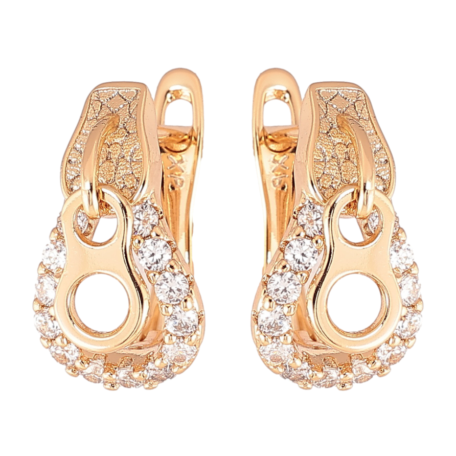 Серьги Xuping Позолота 18K английский замок Бегунки с цирконием фото №1 Серьги Xuping Позолота 18K английский замок Бегунки с цирконием фото №1