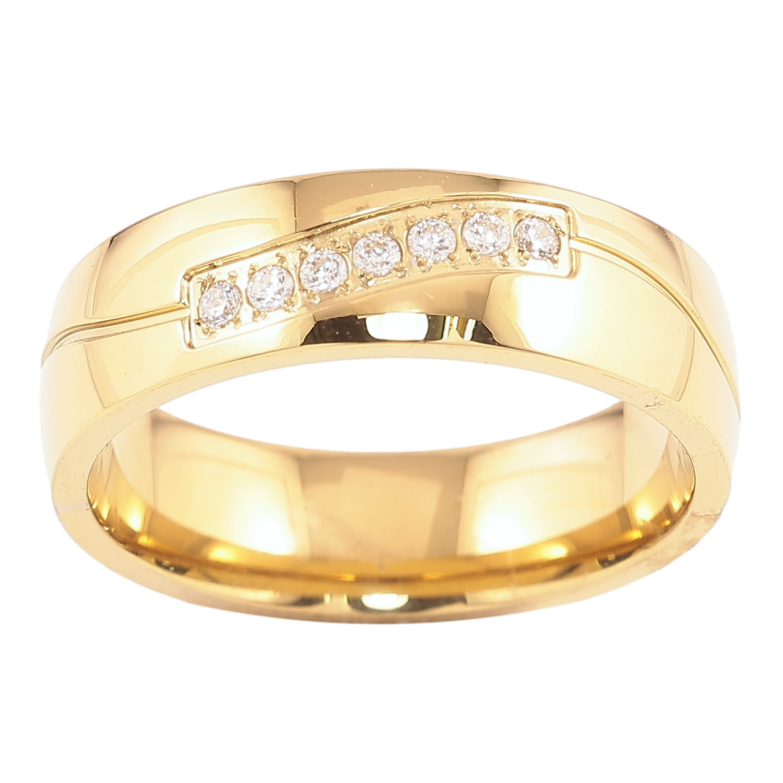 Каблучка Xuping TTM Stainless Steel Колір 14К «Доріжка цирконію, шир. 6мм» фото №1