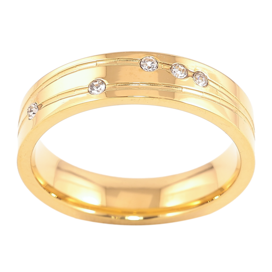 Кольцо Xuping TTM Stainless Steel Цвет 14К Узор с цирконием, шир. 4.5мм фото №1 Кольцо Xuping TTM Stainless Steel Цвет 14К Узор с цирконием, шир. 4.5мм фото №1