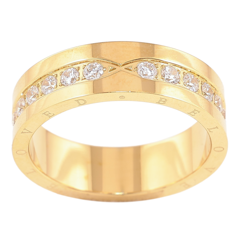 Каблучка Xuping TTM Stainless Steel Колір 14К «Доріжка цирконію, Beloved (Кохана), шир. 5.5мм» фото №6