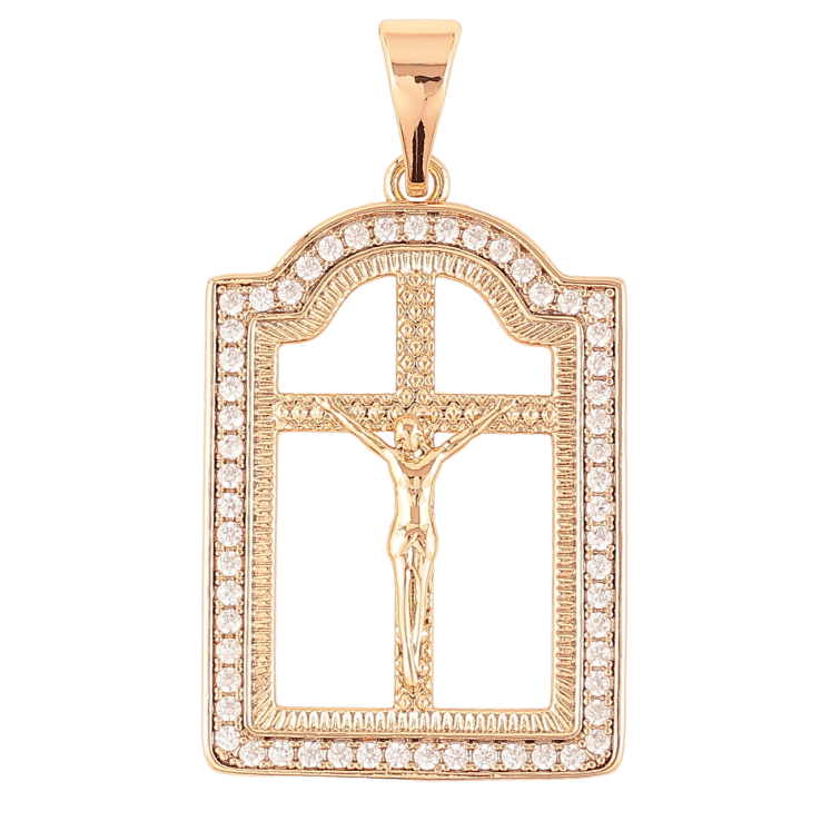 Кулон Xuping Позолота 18K Крест с Распятием и цирконием в рамке для цепочки до 7мм фото №19 Кулон Xuping Позолота 18K Крест с Распятием и цирконием в рамке для цепочки до 7мм фото №19