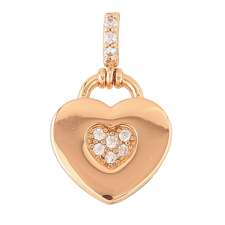 Кулон Xuping Позолота 18K Сердечко-замочек с цирконием для цепочки до 2мм фото №6 Кулон Xuping Позолота 18K Сердечко-замочек с цирконием для цепочки до 2мм фото №6