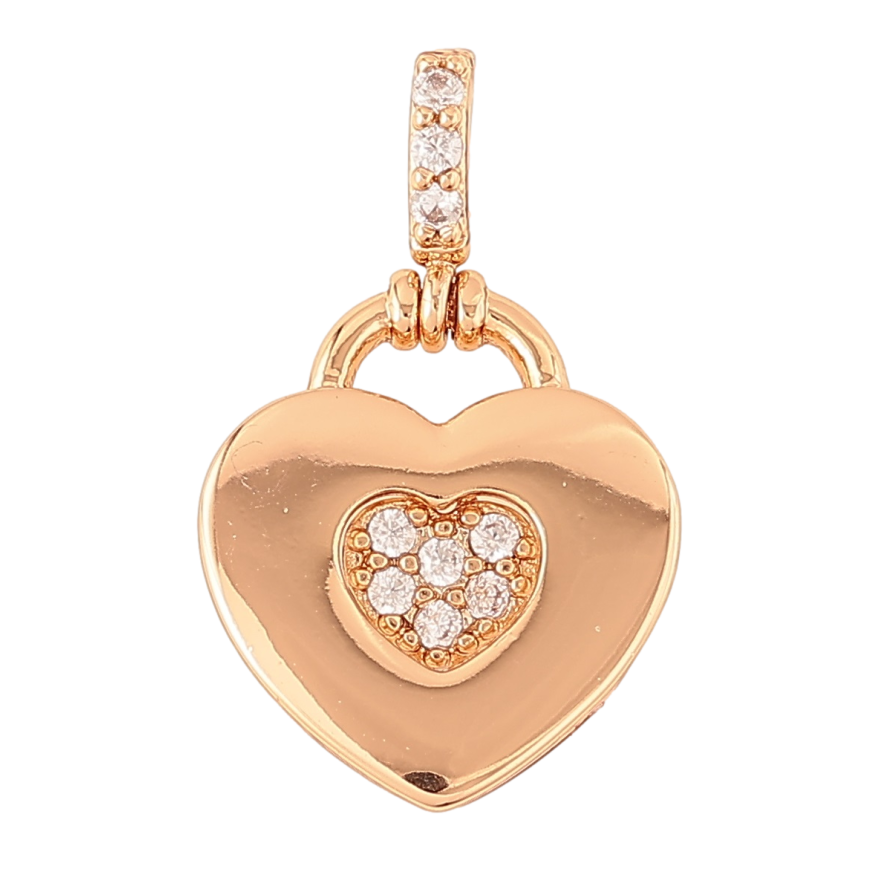 Кулон Xuping Позолота 18K Сердечко-замочек с цирконием для цепочки до 2мм фото №1 Кулон Xuping Позолота 18K Сердечко-замочек с цирконием для цепочки до 2мм фото №1