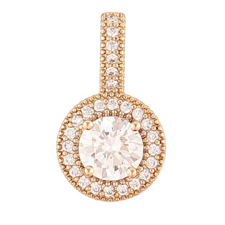 Кулон Xuping Позолота 18K «Фіаніт в обрамленні цирконію» для ланцюжка до 4мм фото №3 Кулон Xuping Позолота 18K «Фіаніт в обрамленні цирконію» для ланцюжка до 4мм фото №3