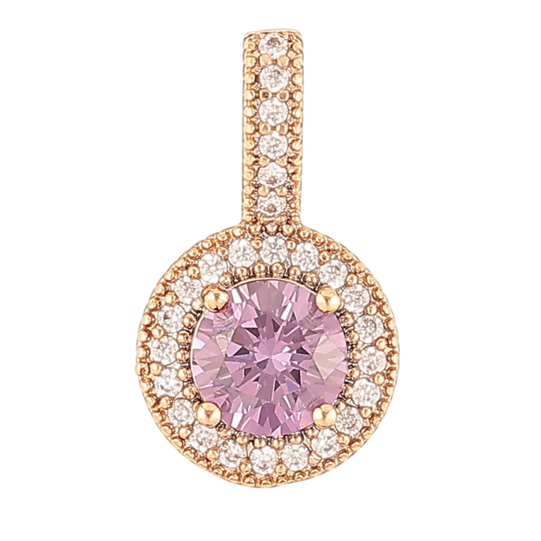 Кулон Xuping Позолота 18K Сиреневый фианит в обрамлении циркония для цепочки до 4мм фото №3 Кулон Xuping Позолота 18K Сиреневый фианит в обрамлении циркония для цепочки до 4мм фото №3