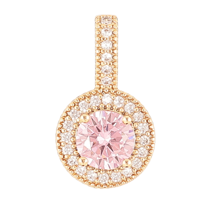 Кулон Xuping Позолота 18K «Рожевий фіаніт в обрамленні цирконію» для ланцюжка до 4мм фото №3 Кулон Xuping Позолота 18K «Рожевий фіаніт в обрамленні цирконію» для ланцюжка до 4мм фото №3