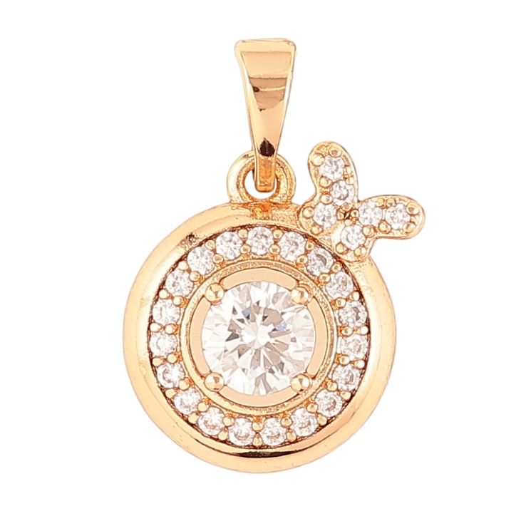 Кулон Xuping Позолота 18K «Кругла підвіска з цирконієм і метеликом» для ланцюжка до 5мм фото №13 Кулон Xuping Позолота 18K «Кругла підвіска з цирконієм і метеликом» для ланцюжка до 5мм фото №13