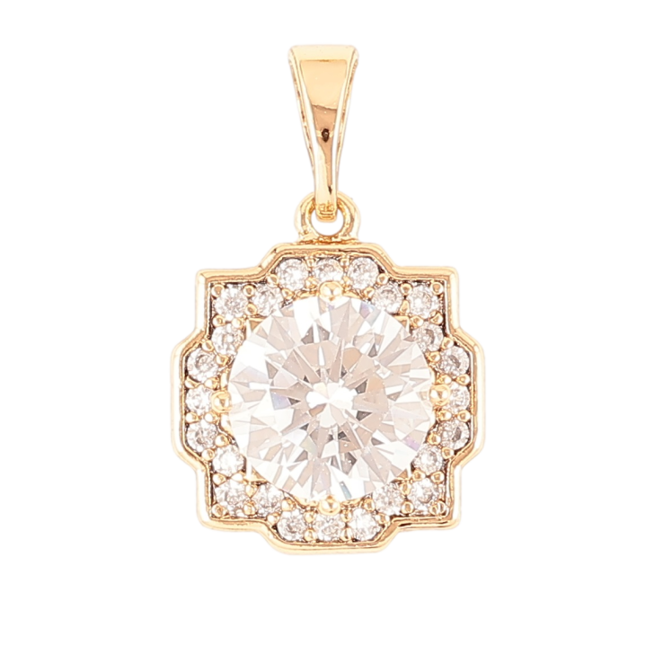 Кулон Xuping Позолота 18K «Фіаніт у декоративному обрамленні цирконію» для ланцюжка до 5мм фото №6 Кулон Xuping Позолота 18K «Фіаніт у декоративному обрамленні цирконію» для ланцюжка до 5мм фото №6