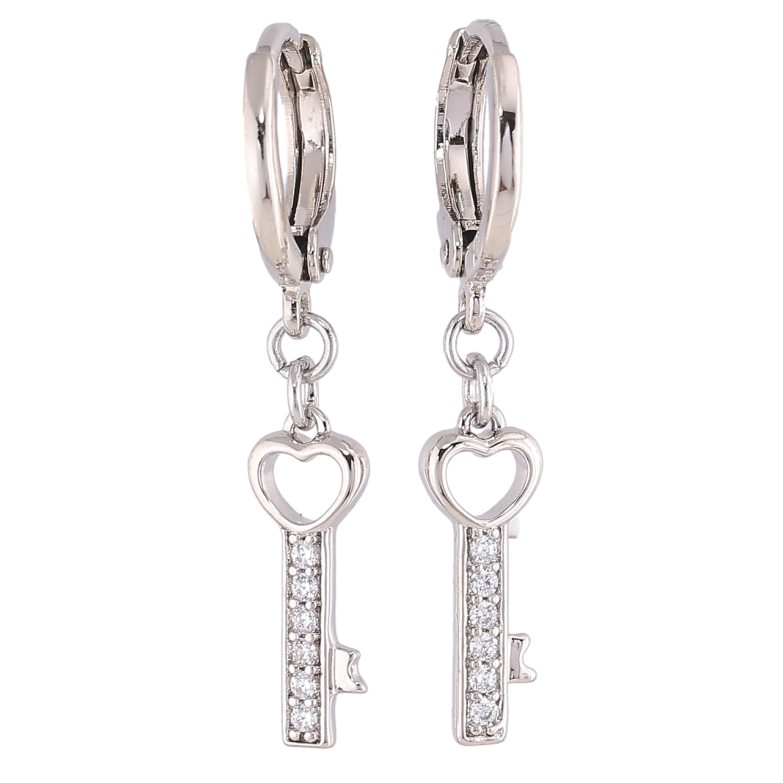 Серьги Xuping Родий подвески на колечках Ключики на одну сторону фото №1 Серьги Xuping Родий подвески на колечках Ключики на одну сторону фото №1