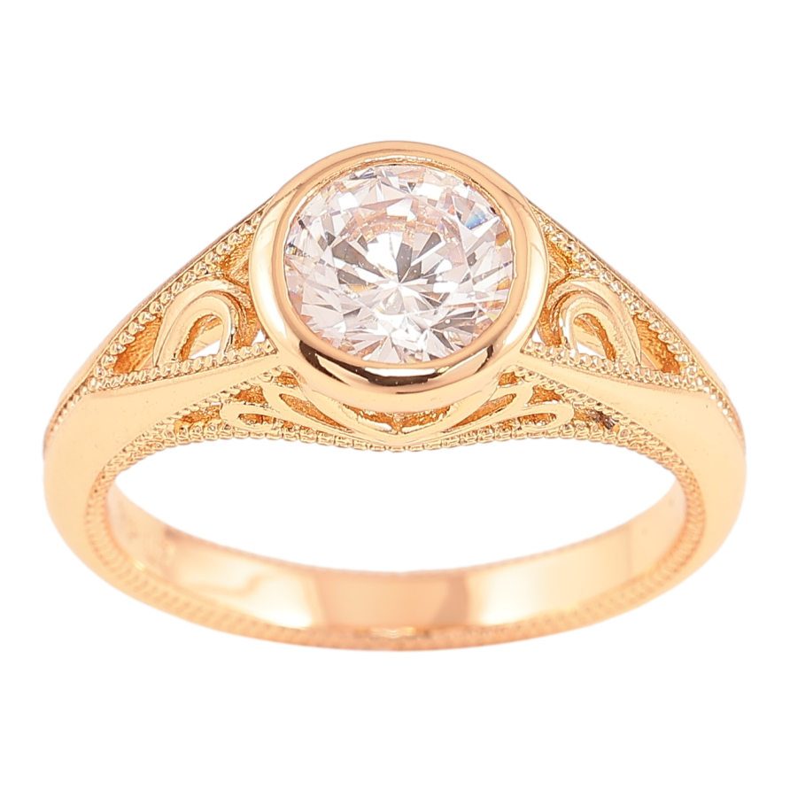Каблучка Xuping Позолота 18K «Різьблений візерунок з вставкою фіаніт» фото №1