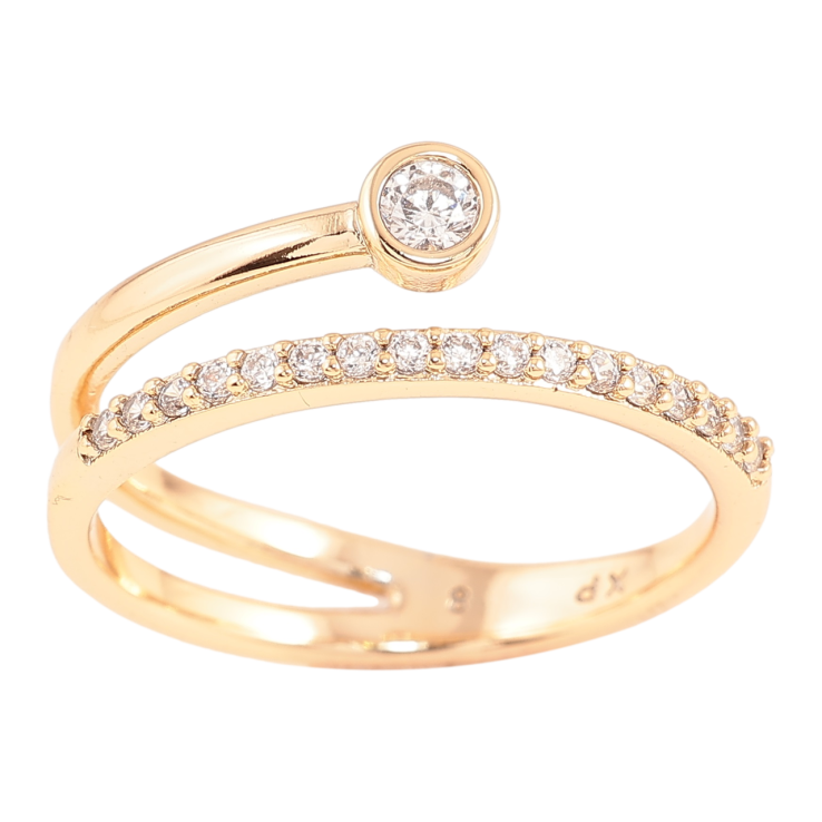 Каблучка Xuping Позолота 18K «Доріжка цирконію з фіанітом» фото №3 Каблучка Xuping Позолота 18K «Доріжка цирконію з фіанітом» фото №3
