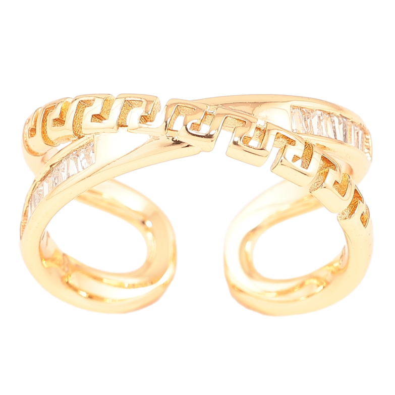 Каблучка Xuping Позолота 18K «Грецький візерунок з доріжкою цирконієм» фото №10 Каблучка Xuping Позолота 18K «Грецький візерунок з доріжкою цирконієм» фото №10