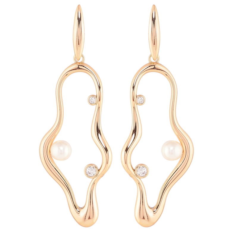 Серьги Xuping Позолота 18K пусеты Декоративные подвески с цирконием и жемчужинами фото №1 Серьги Xuping Позолота 18K пусеты Декоративные подвески с цирконием и жемчужинами фото №1