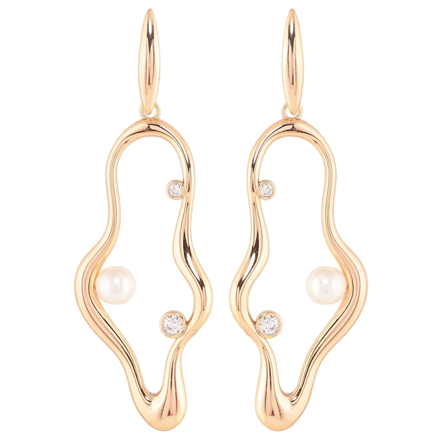 Серьги Xuping Позолота 18K пусеты Декоративные подвески с цирконием и жемчужинами фото №1 Серьги Xuping Позолота 18K пусеты Декоративные подвески с цирконием и жемчужинами фото №1