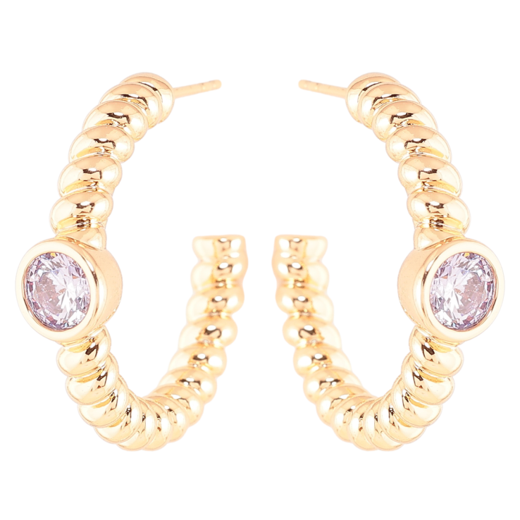 Серьги Xuping Позолота 18K пусеты Дуги с сиреневыми кристаллами фото №23 Серьги Xuping Позолота 18K пусеты Дуги с сиреневыми кристаллами фото №23