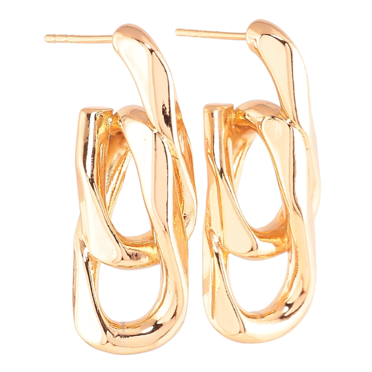 Серьги Xuping Позолота 18K пусеты Звенья цепочки узор на одну сторону фото №9 Серьги Xuping Позолота 18K пусеты Звенья цепочки узор на одну сторону фото №9
