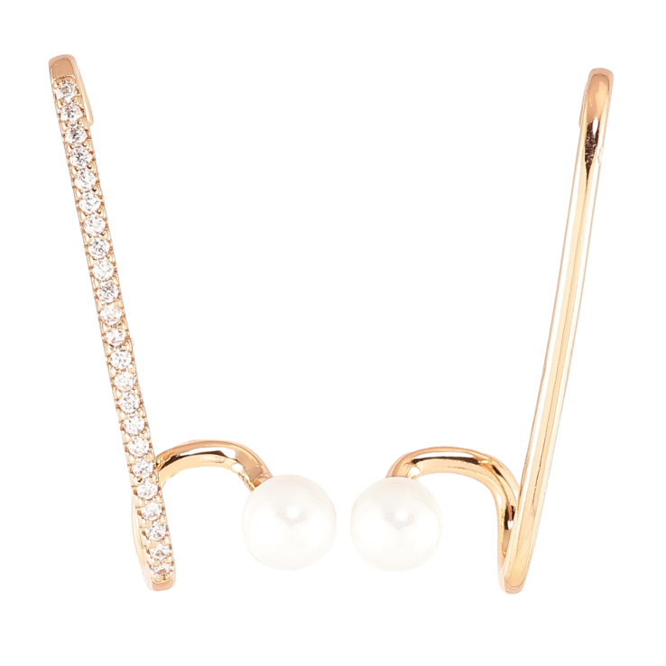 Серьги Xuping Позолота 18K пусеты Ассиметричные с дорожкой циркония и жемчужинами фото №16 Серьги Xuping Позолота 18K пусеты Ассиметричные с дорожкой циркония и жемчужинами фото №16