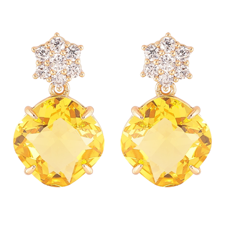 Серьги Xuping Позолота 18K пусеты Кристальные цветочки с желтыми фианитами фото №8 Серьги Xuping Позолота 18K пусеты Кристальные цветочки с желтыми фианитами фото №8