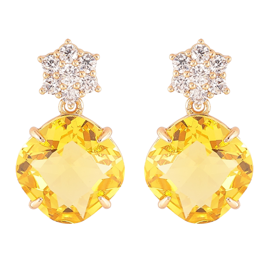 Серьги Xuping Позолота 18K пусеты Кристальные цветочки с желтыми фианитами фото №1 Серьги Xuping Позолота 18K пусеты Кристальные цветочки с желтыми фианитами фото №1